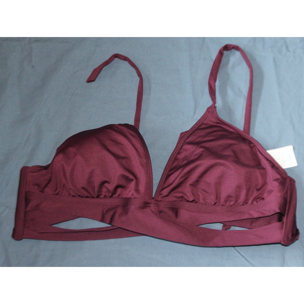 Women's Faux Wrap Halter Bikini Top - Kona Sol Burgundy L